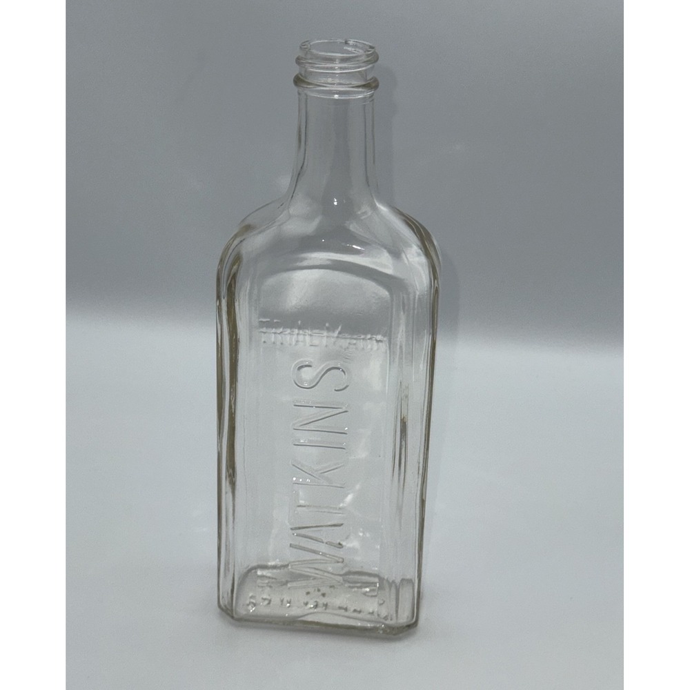 Vintage Early 20th Century J.R Watkins Embossed Glass Bottle Made In The USA